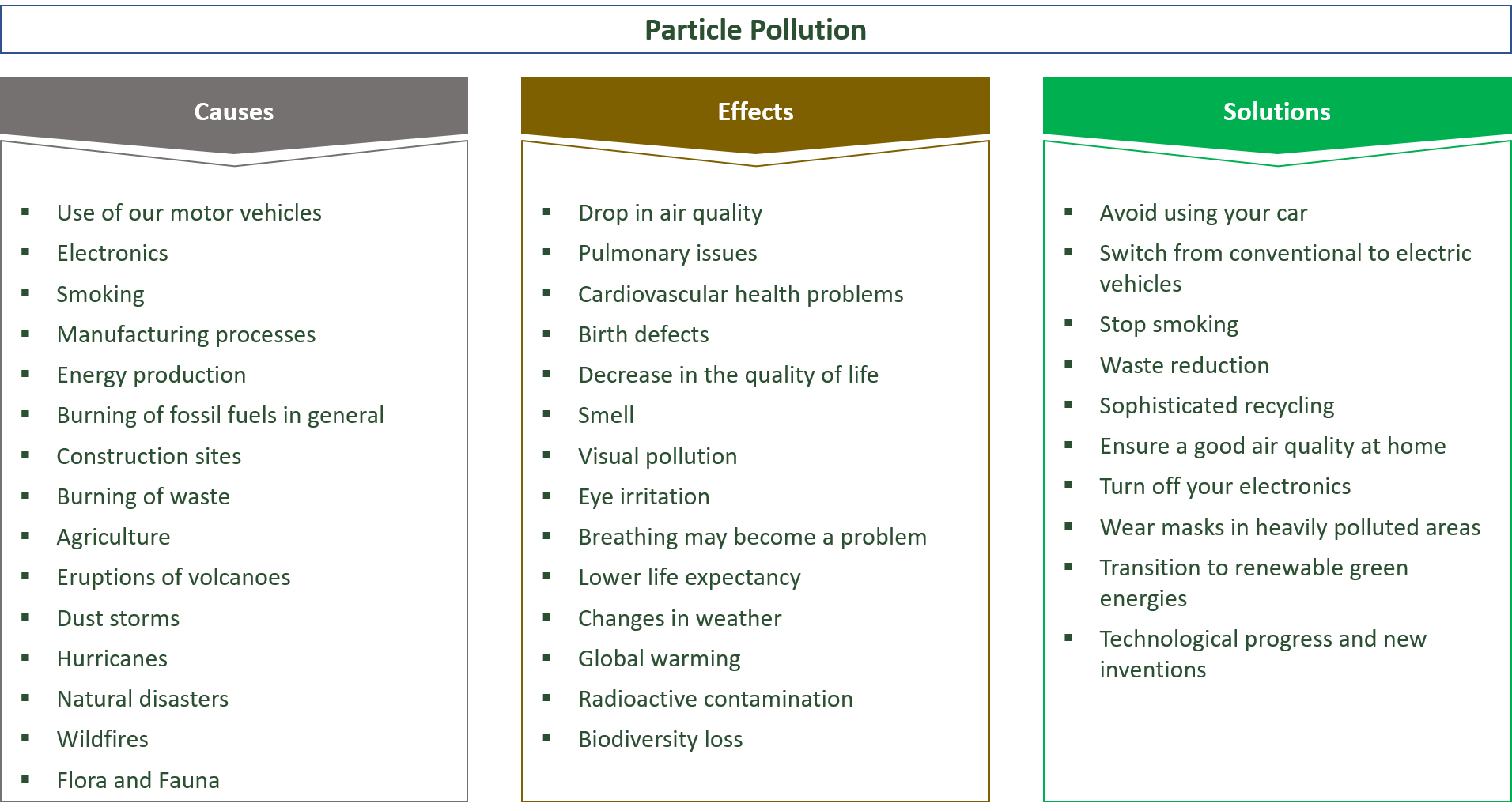 causes, effects and solutions for particulate pollution